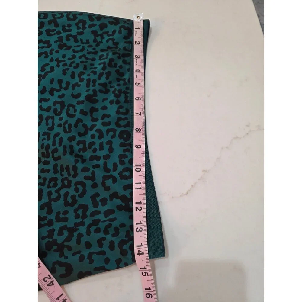 Cami‎ NYC Jessica Leopard Print Silk Satin Midi Pencil Skirt Size S In Green